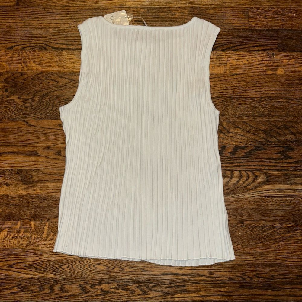 Free People White Ribbed Sleeveless Blouse - Picture 2 of 4
